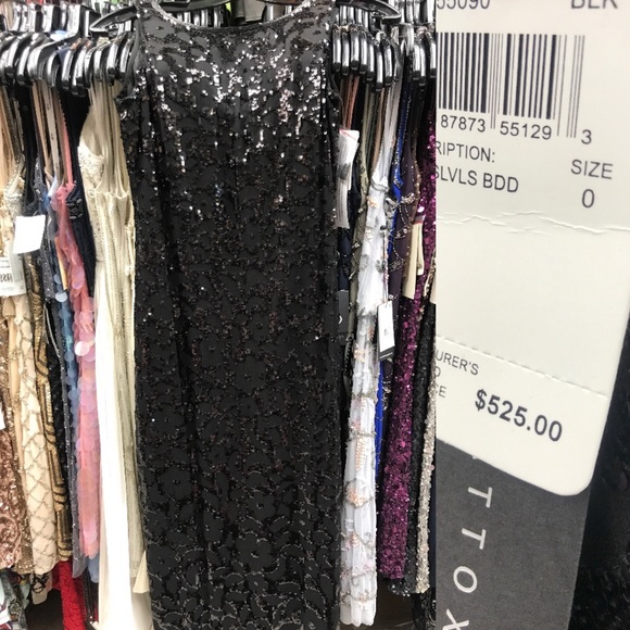 AIDAN MATTOX BLACK sleeveless sequins silk GOWN - Picture 3 of 6